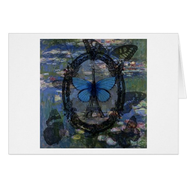 French Blue Collage Art card (Front Horizontal)