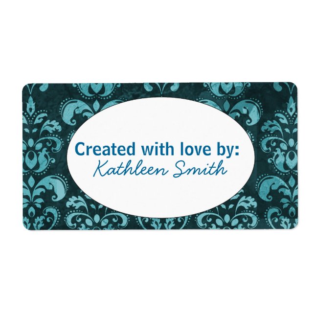 French Blue Damask Recipe/Goodies Label (Front)