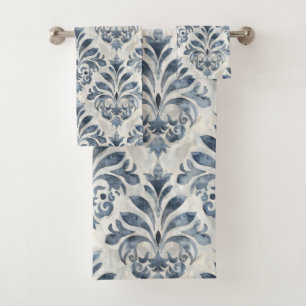 French Blue Damask Towel