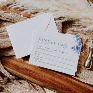 French Blue Floral Wedding Invite RSVP Reply Card