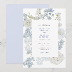 French Blue Florals Wedding Invitation