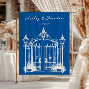 French Blue Gates Photo Booth Backdrop, Wedding Tapestry