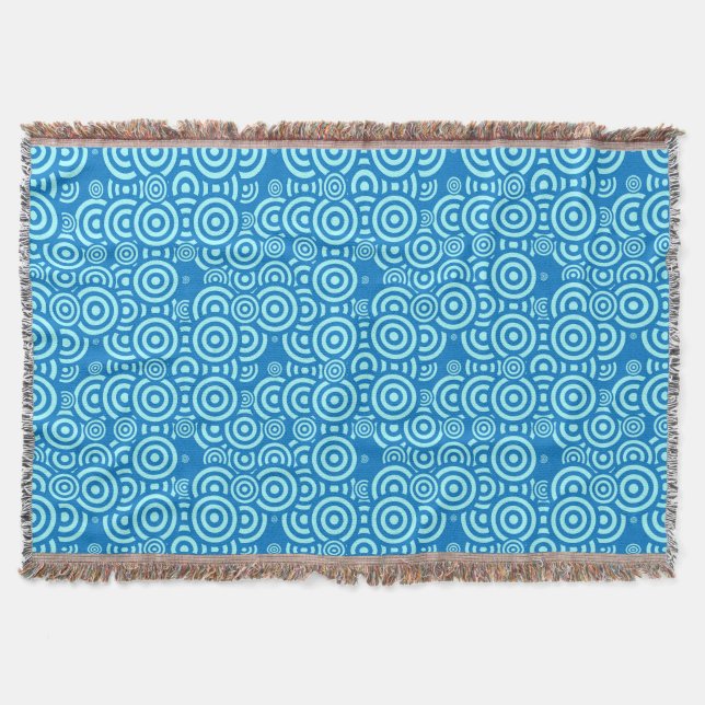 French Blue Geometric Throw Blanket (Front)