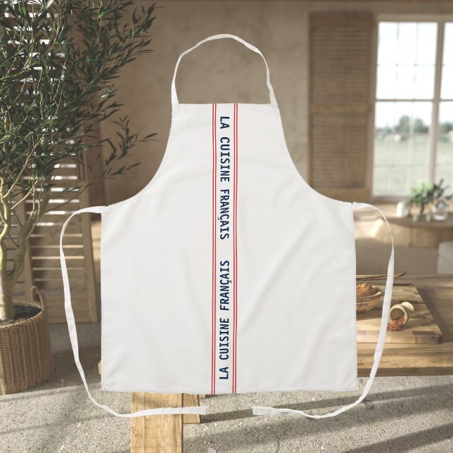 French Blue La Cuisine Française & Red Striped Apron (Creator Uploaded)
