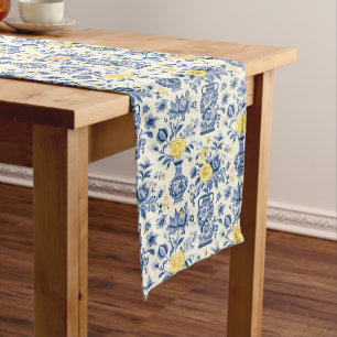 French Blue & Lemon Provincial Ambiance Long Table Runner