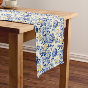  French Blue & Lemon Shabby Chic Harmony Long Table Runner