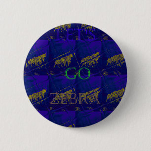 French Blue "Let's Go Zebra" Abstract Print 2 Inch Round Button