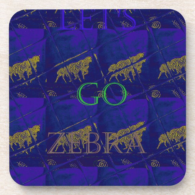 French Blue "Let's Go Zebra" Abstract Print Coaster (Front)