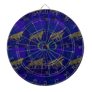 French Blue "Let's Go Zebra" Abstract Print Dartboard