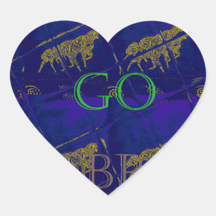 French Blue "Let's Go Zebra" Abstract Print Heart Sticker