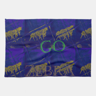 French Blue "Let's Go Zebra" Abstract Print Kitchen Towel