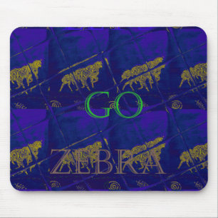 French Blue "Let's Go Zebra" Abstract Print Mouse Pad