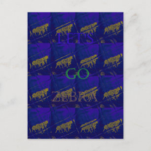French Blue "Let's Go Zebra" Abstract Print Postcard