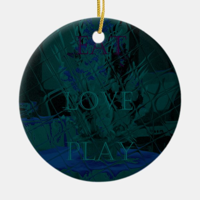 French Blue  Love Eat  Play Flower colours for all Ceramic Ornament (Front)