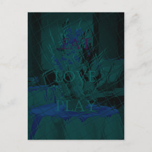 French Blue  Love Eat  Play Flower colours for all Postcard