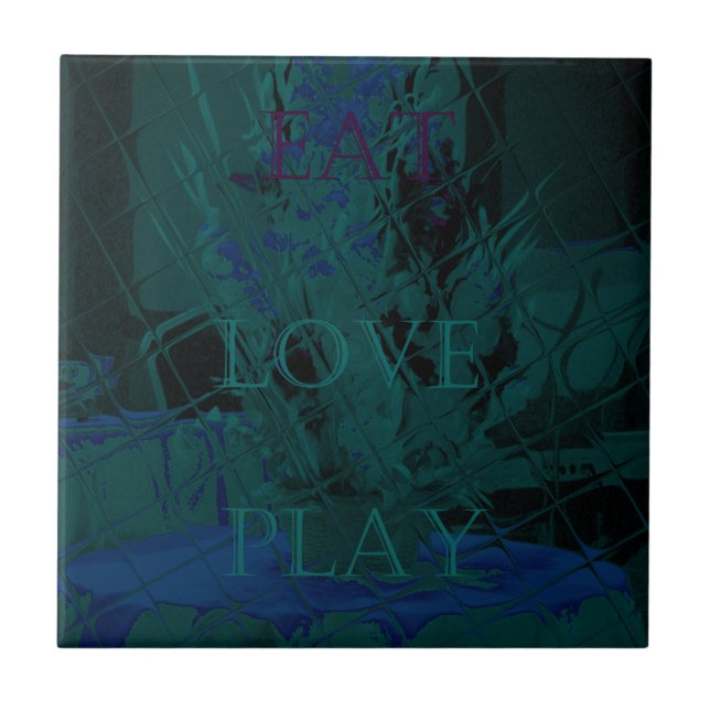 French Blue  Love Eat  Play Flower colours for all Tile (Front)