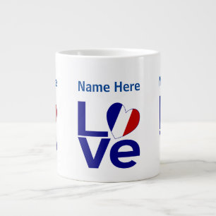 French Blue LOVE Gearr Flag Personalized  Large Coffee Mug