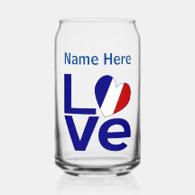 French Blue LOVE Heart Flag Personalized Drinking