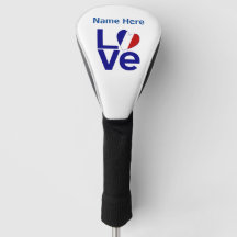 French Blue LOVE Heart Flag Personalized 