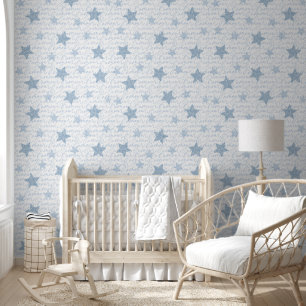 French Blue Love Stars Amour Wall Covering 