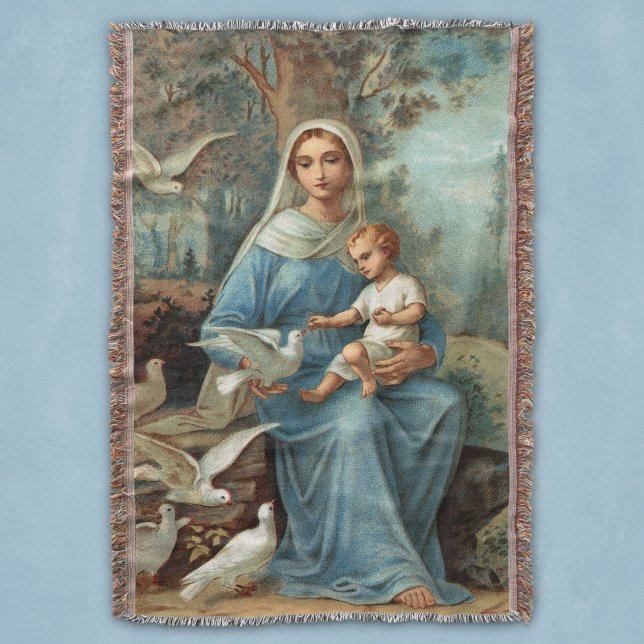 French Blue Madonna Throw Blanket (Creator Uploaded)