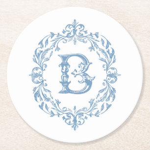 French Blue Monogrammed B Coaster