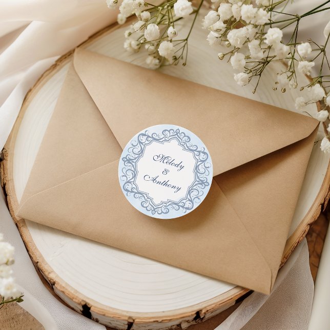 French Blue Ornate Monogram Wedding Seal (Creator Uploaded)