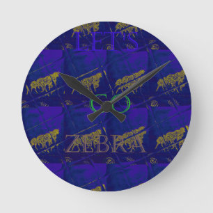 French Blue  Safari  Lets Go Zebra  Hakuna Matata Round Clock