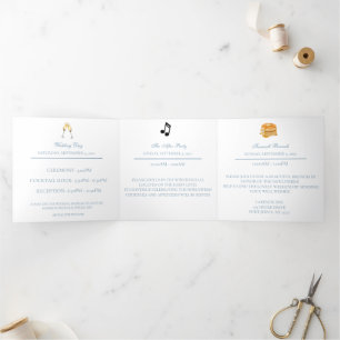 French Blue Serene Watercolor Lake Tri-Fold Card