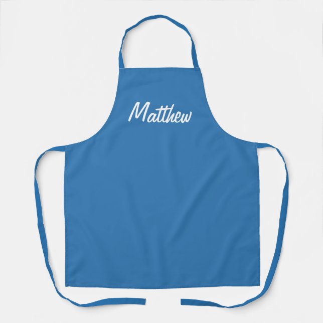 French blue solid colour -personalized apron (Front)