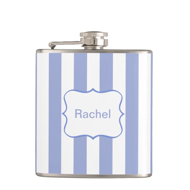French Blue Stripes Hip Flask (Front)