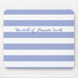 French Blue Stripes Mouse Pad