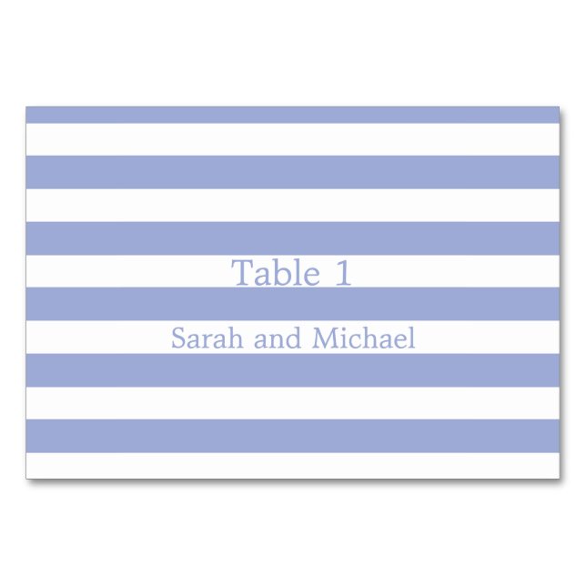 French Blue Stripes Table Number (Front)