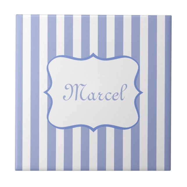 French Blue Stripes Tile (Front)