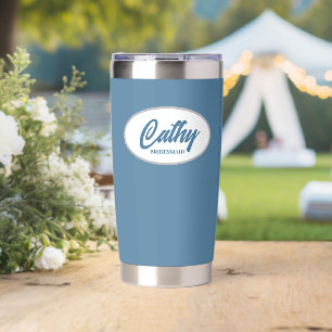 French Blue Stylized Wedding Bridesmaid Name Insulated Tumbler