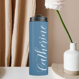 French Blue Stylized Wedding Bridesmaid Name Thermal Tumbler