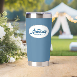 French Blue Stylized Wedding Groomsman Name Insulated Tumbler