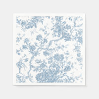 French Blue Toile de Jouy Paper Napkin