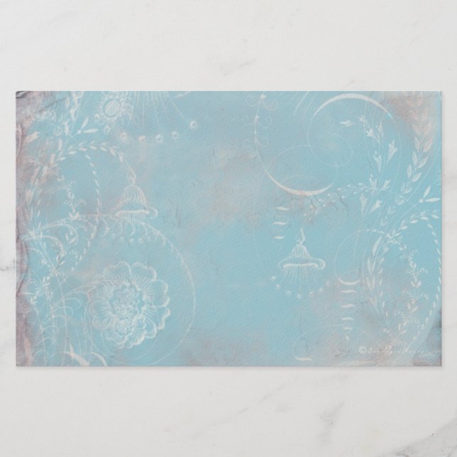 French Blue Toile Personal Stationery (Front)