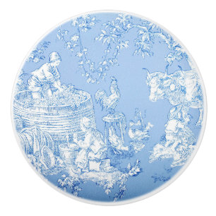 French Blue Toile Pull Knobs