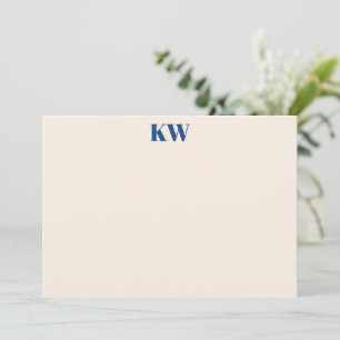 French Blue Two Initials Bold Serif Monogram  Card