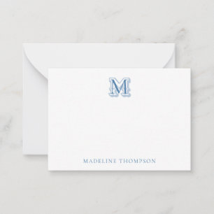 French Blue Vintage Classic Intertwined Monogram Card