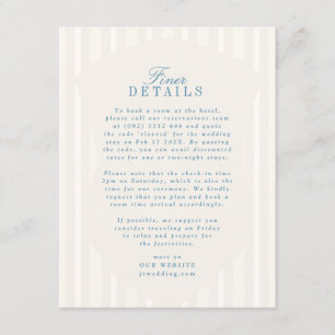 French Blue Vintage Monogram Stripe Classic Info Enclosure Card