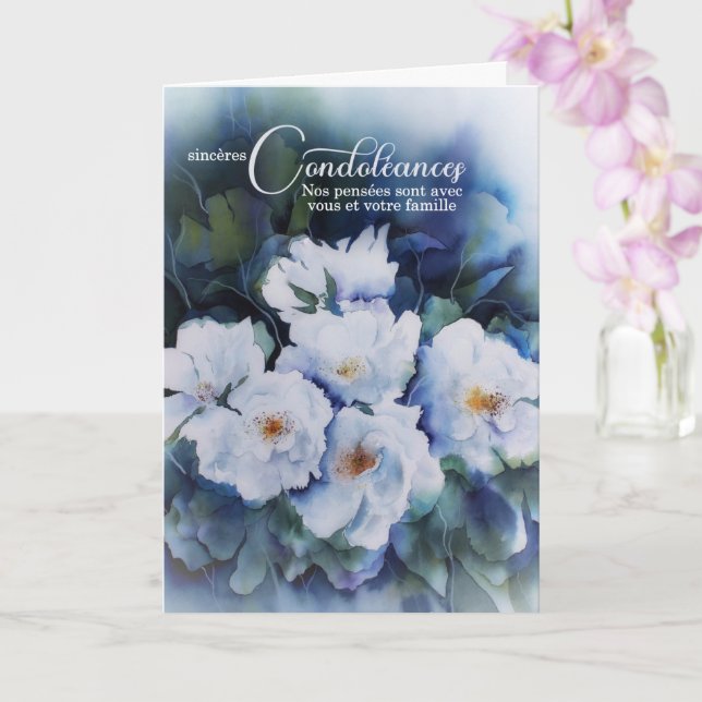 FRENCH Blue Watercolor Floral Sympathy Card (Orchid)