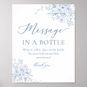 French Blue Wedding Message In A Bottle  Poster