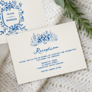 French Blue Whimsical Wedding Reception Enclosure Card