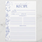 French Blue & White Shower Recipe Binder Page