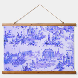 French Blue White Toile Chinoiserie Style Rustic  Hanging Tapestry