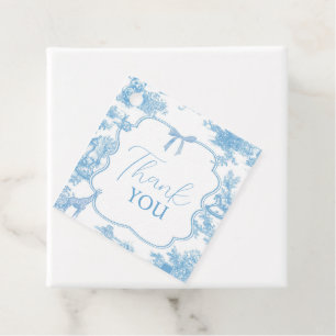 French Blue White Toile de Jouy Bear Baby Shower Favour Tags