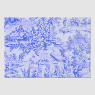 French Blue White Toile Rustic Style Decoupage Tissue Paper